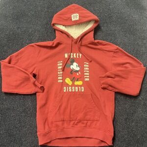 Disney Mickey Mouse Hoodie Youth Small Red Sherpa Lined Graphic Pullover Fleece